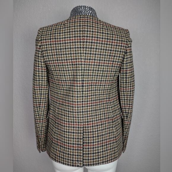 J.Crew Blazer Regent Wool Houndstooth Tan Jewel Jacket Size 2 - Picture 4 of 16